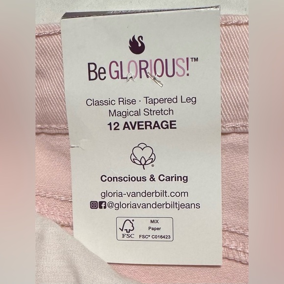 Gloria Vanderbilt Women's Amanda Classic High Rise Tapered Jeans Pink 12 NWT - Picture 9 of 13